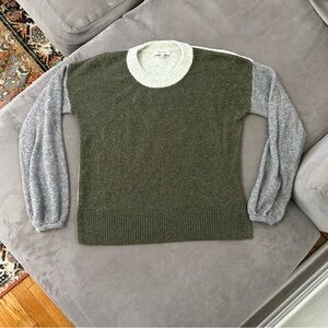 Madewell Payton Pullover Sweater Colorblock Balloon Sleeve Crewneck XS